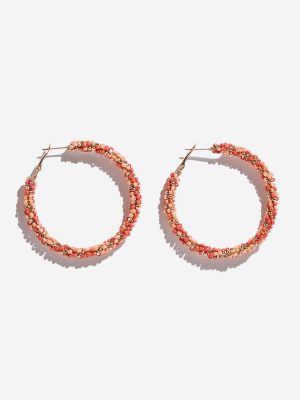 Westside Accessories Peach Beaded Hoop Earrings