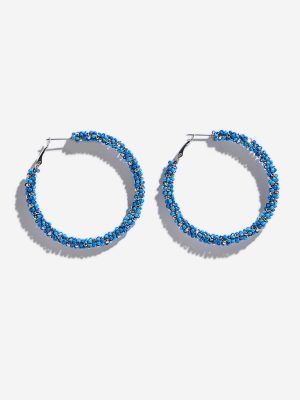 Westside Accessories Blue Beaded Hoop Earrings