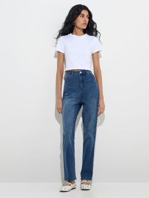 Nuon Dark Blue Relaxed-Fit High-Rise Jeans