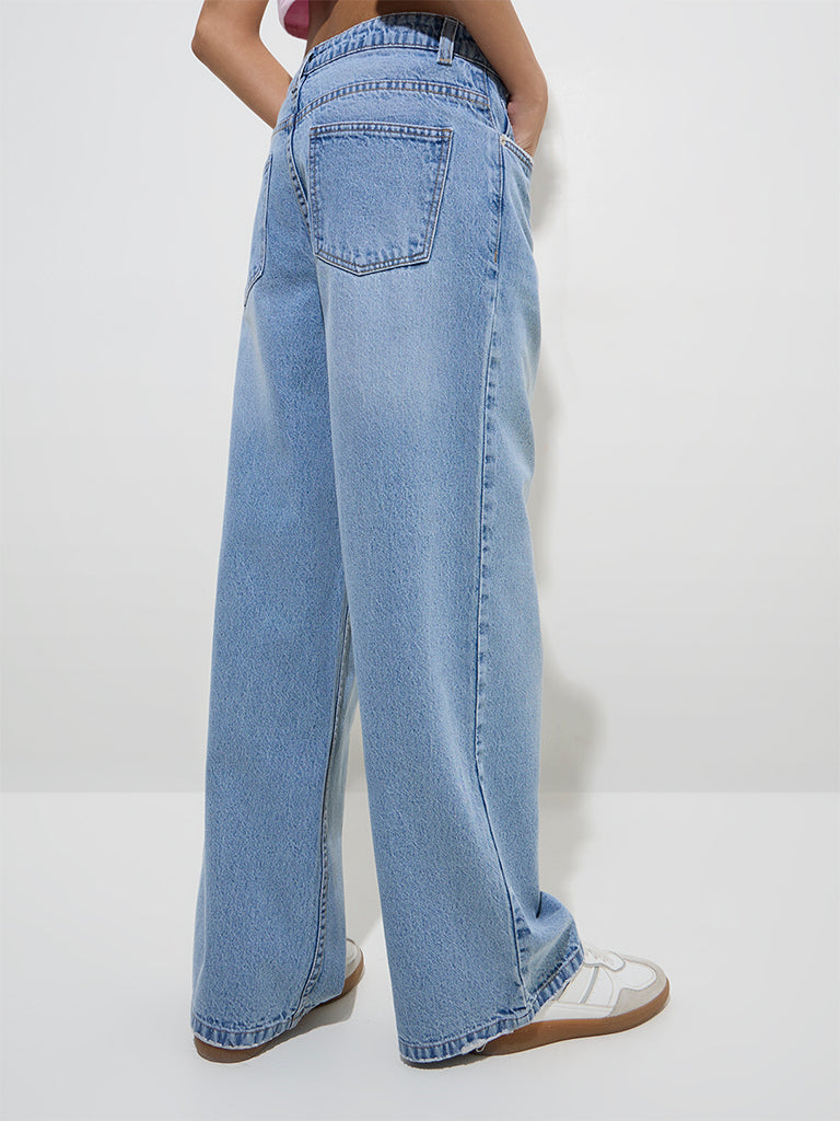 Nuon Light Blue Straight-Fit High-Rise Jeans - Image 4