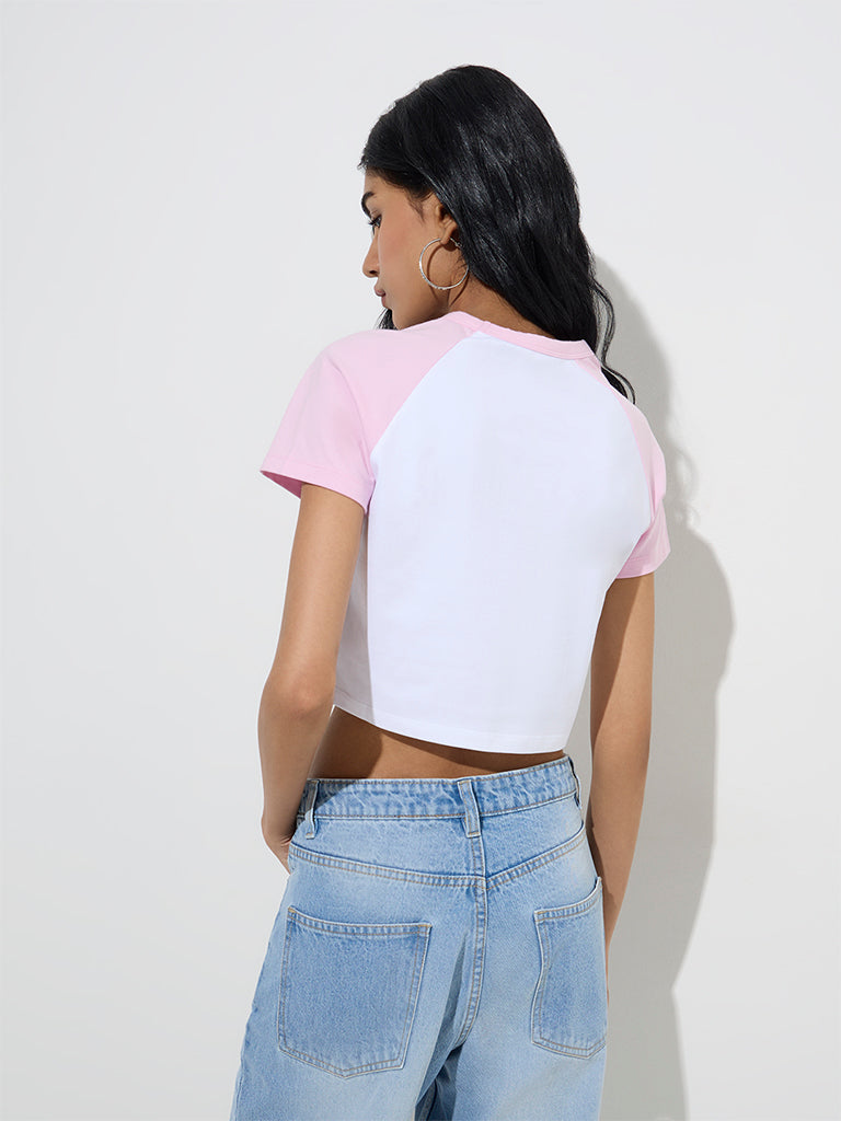 Nuon Pink Printed Cotton-Blend T-Shirt - Image 4