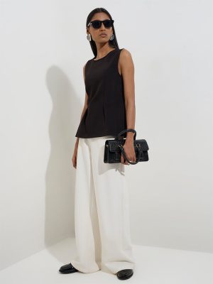 Wardrobe Black Solid Peplum Top