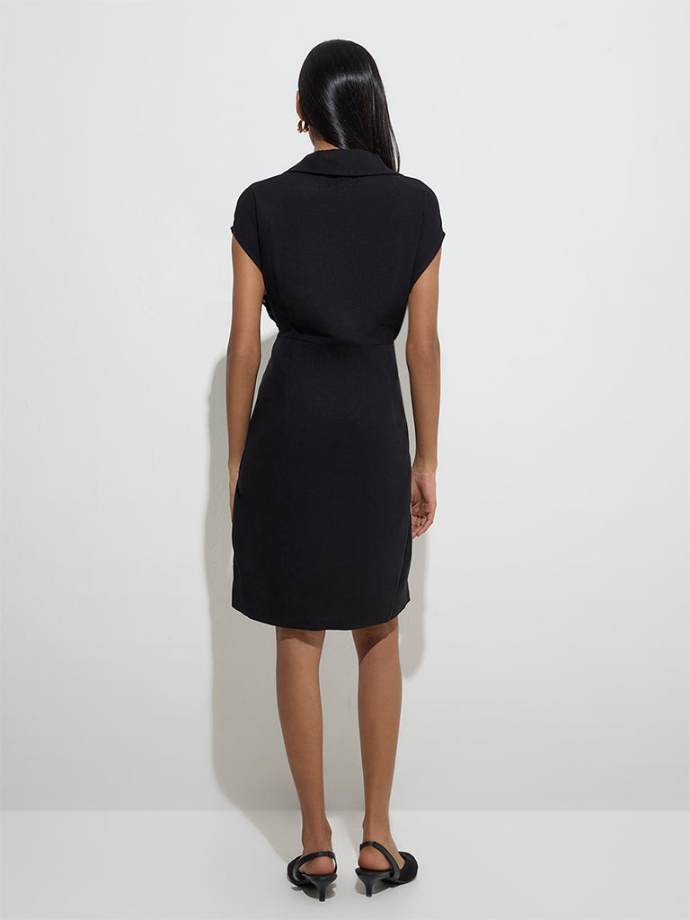 Wardrobe Black Solid A-Line Dress - Image 4