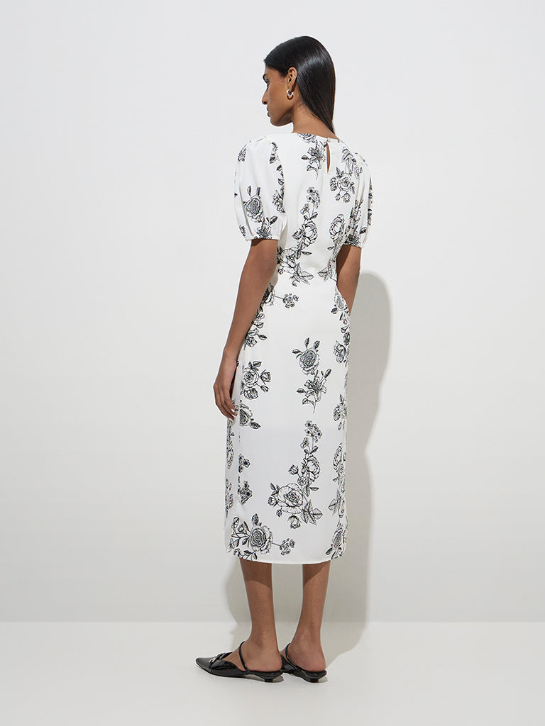 Wardrobe White Floral Design Straight Dress - Image 4