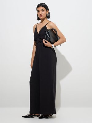 Wardrobe Black Solid Jumpsuit