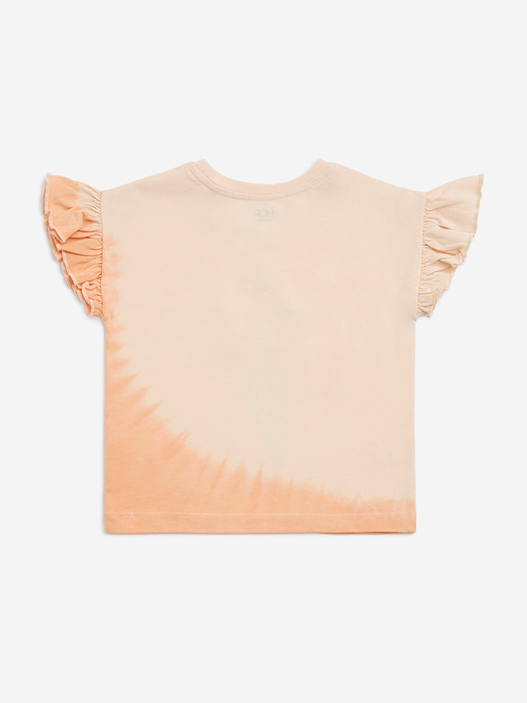 HOP Kids Peach Embellished Cotton Top - Image 3