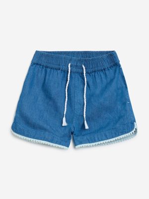 HOP Kids Blue High-Rise Denim Shorts