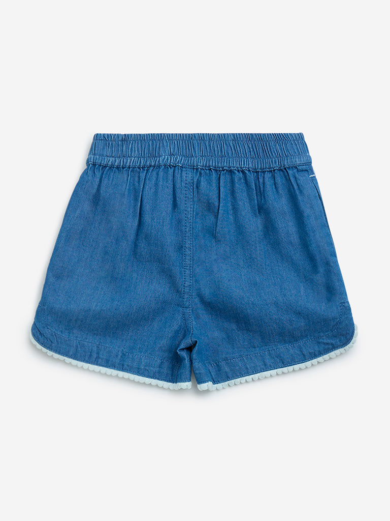 HOP Kids Blue High-Rise Denim Shorts - Image 2