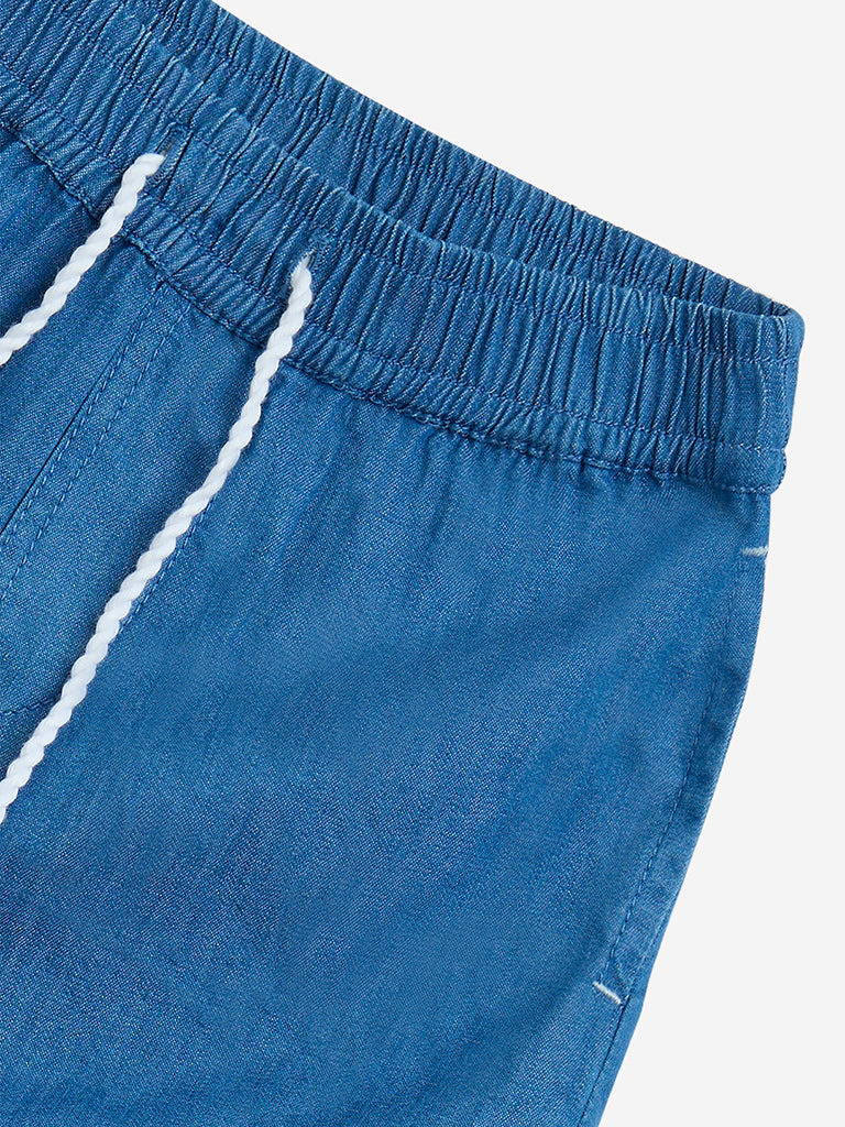 HOP Kids Blue High-Rise Denim Shorts - Image 3