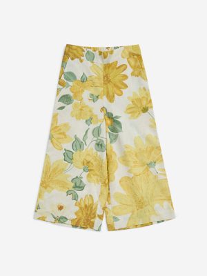 Utsa Kids Yellow Floral Printed Cotton-Blend Palazzos - (2-8yrs)