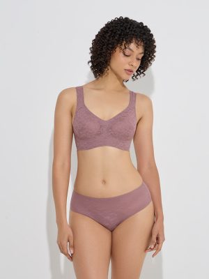 Wunderlove Mauve Lace Detailed Invisible Briefs