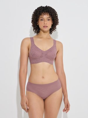 Wunderlove Mauve Lace Detailed Invisible Padded Bra
