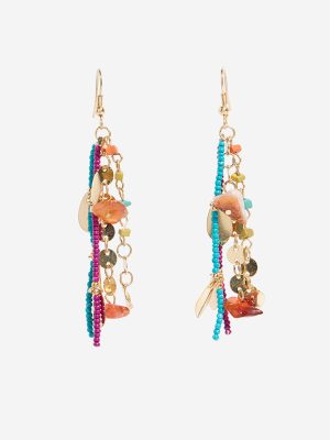 Westside Accessories Multicolour Beaded Agate Waterfall Dangler Earrings