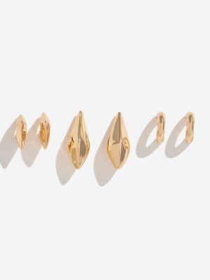 Westside Accessories Gold Hoop Earrings Set - Pack of 3