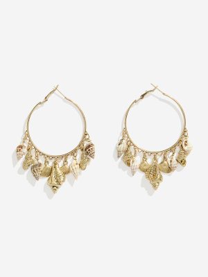 Westside Accessories Gold Shell Hoop Earrings