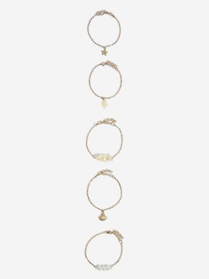 Westside Accessories Gold-Toned Charm Bracelet Set - Pack of 5