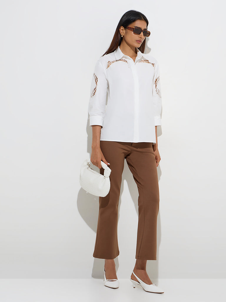 Wardrobe Ivory Cutout-Detailed Shirt - Image 3