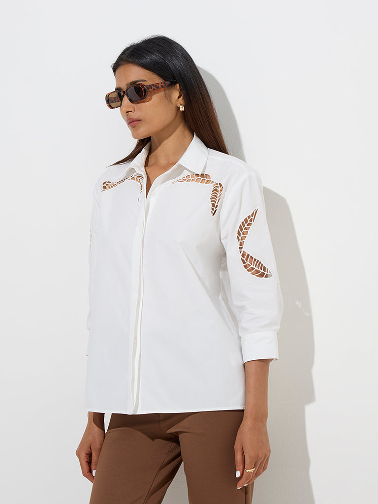Wardrobe Ivory Cutout-Detailed Shirt - Image 2