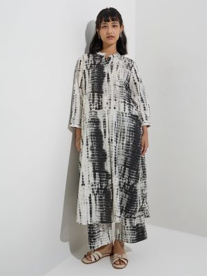 Utsa Black Tie-Dye Design Cotton Ethnic Pants