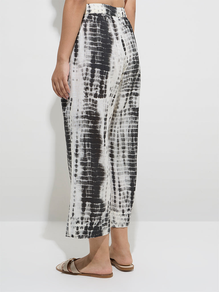 Utsa Black Tie-Dye Design Cotton Ethnic Pants - Image 4