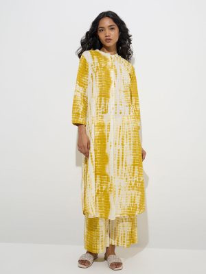 Utsa Mustard Tie-Dye Pattern Cotton Ethnic Pants