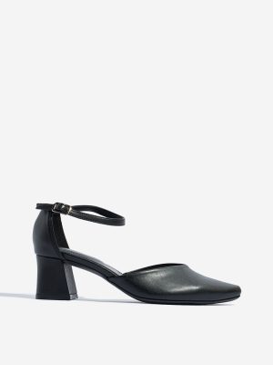 LUNA BLU Black Pointed Toe Block Pump Shoes