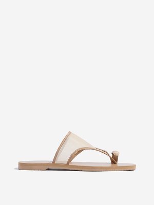 LUNA BLU Beige Mesh Detailed Toe-Ring Sandals