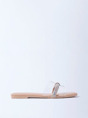 LUNA BLU Clear Vinyl Embellished Slides