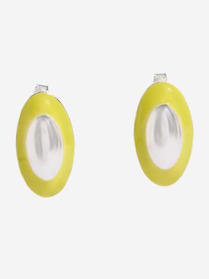 Westside Accessories Silver Oval Enamelled Earrings