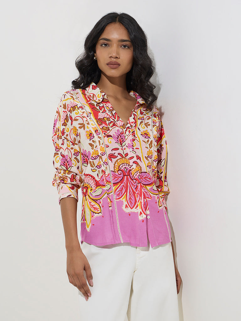 LOV Fuchsia Floral Pattern Shirt