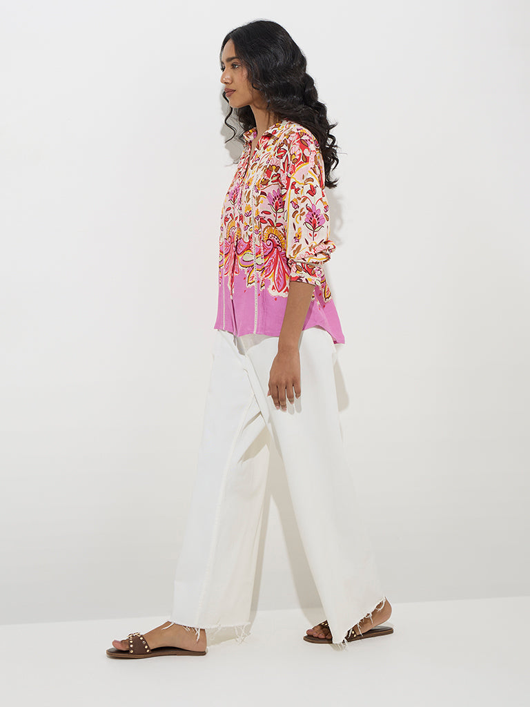 LOV Fuchsia Floral Pattern Shirt - Image 2