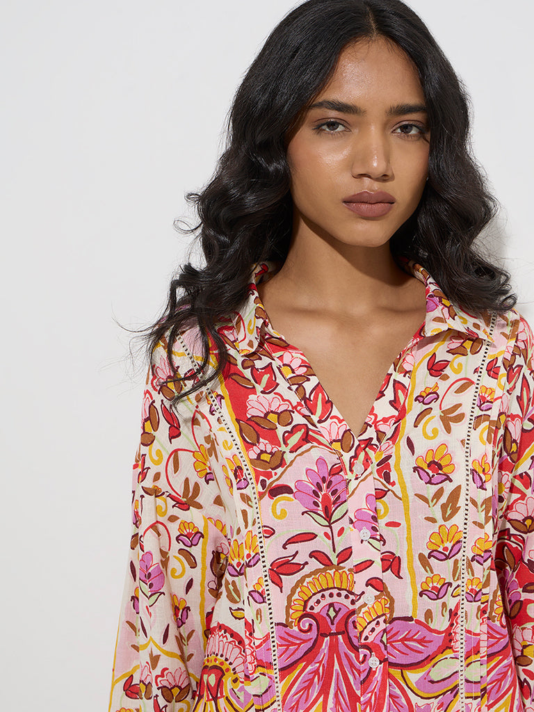 LOV Fuchsia Floral Pattern Shirt - Image 3