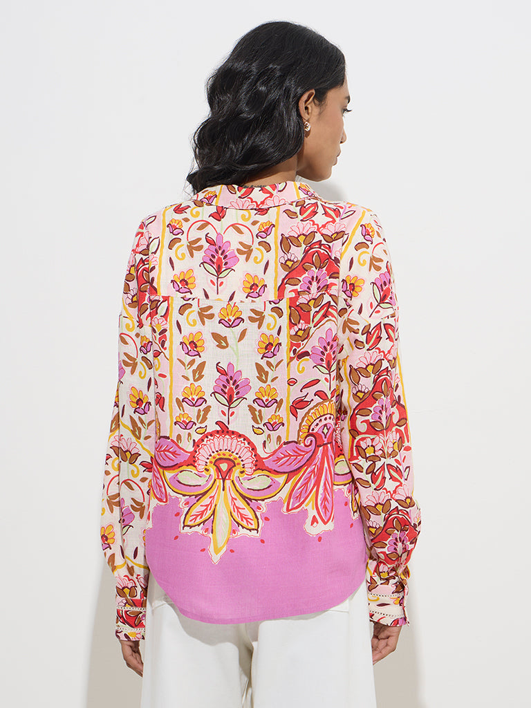 LOV Fuchsia Floral Pattern Shirt - Image 4