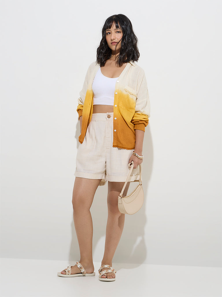 LOV Off-White Mid-Rise Shorts