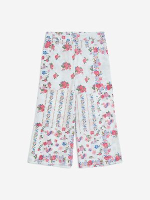 Utsa Kids White Floral Design Cotton Ethnic Pants - (2-8yrs)
