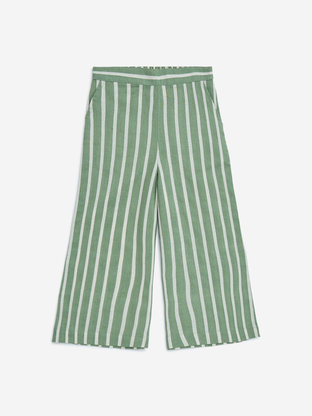Utsa Kids Green Stripe Pattern Cotton-Blend Ethnic Pants - (2-8yrs)