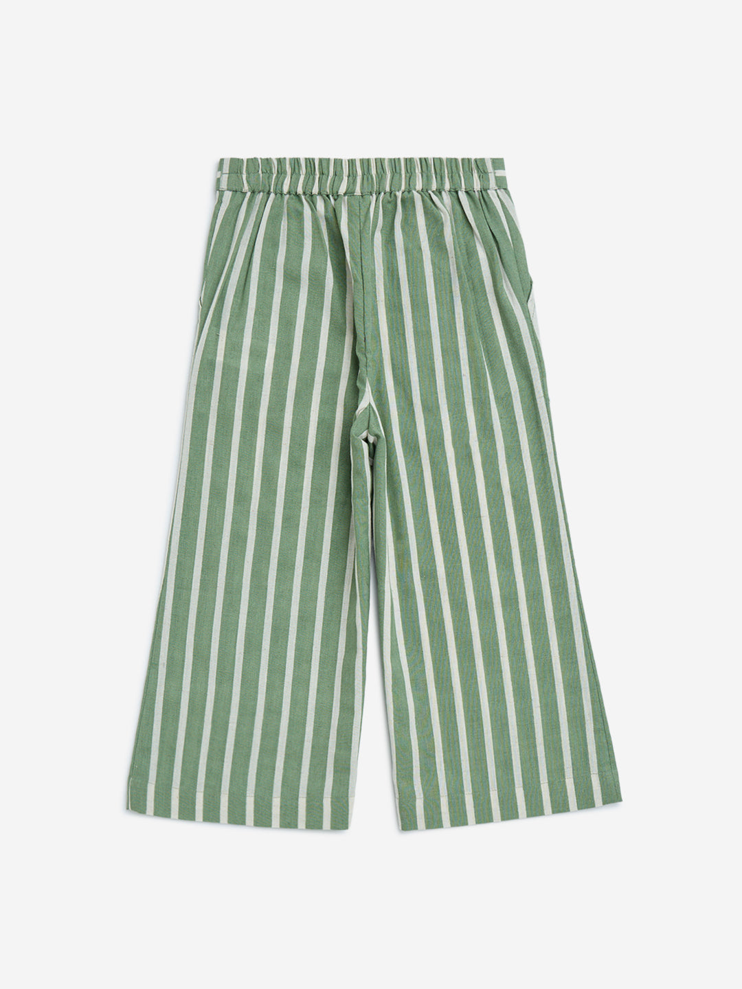 Utsa Kids Green Stripe Pattern Cotton-Blend Ethnic Pants - (2-8yrs) - Image 2