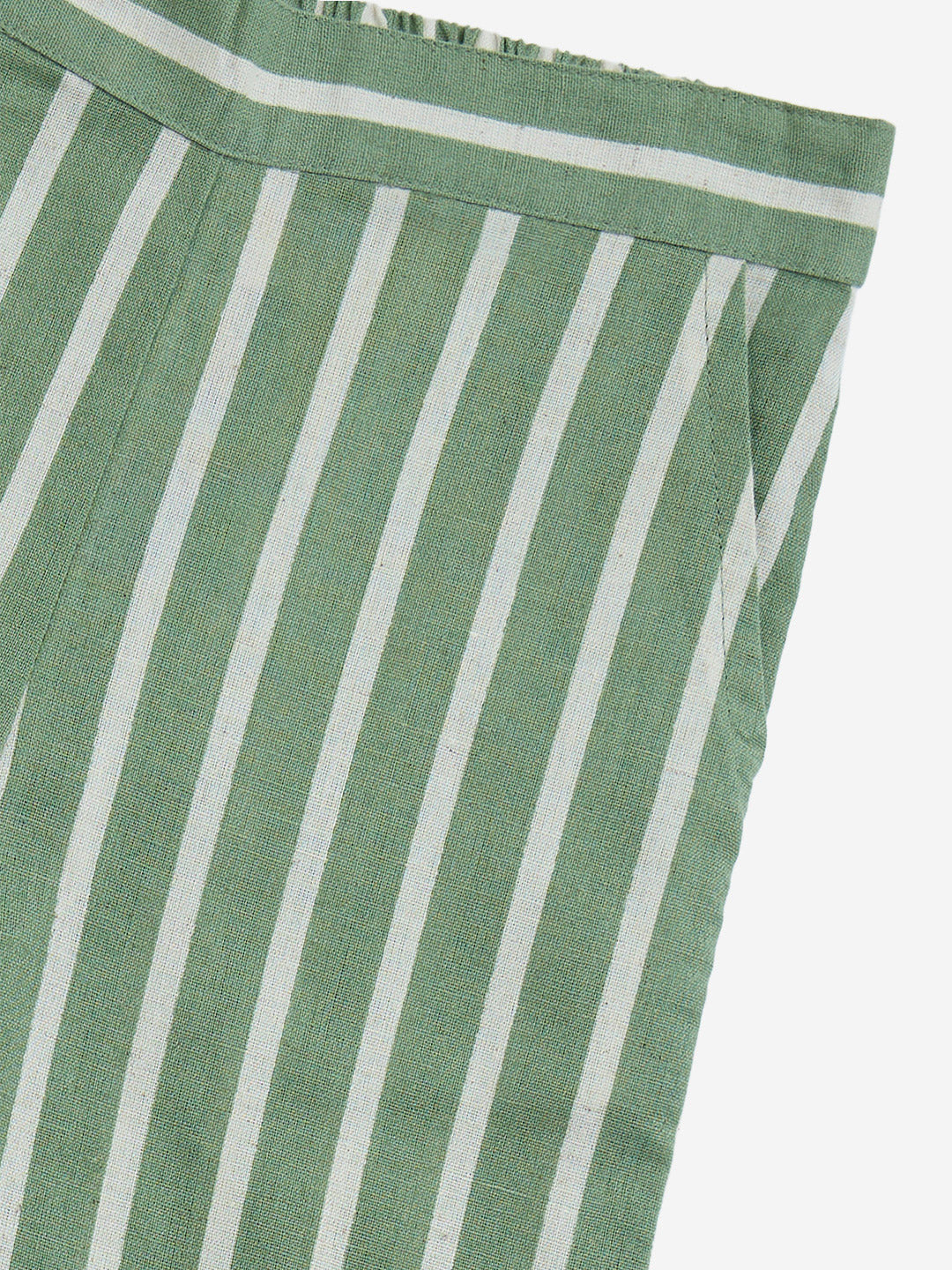Utsa Kids Green Stripe Pattern Cotton-Blend Ethnic Pants - (2-8yrs) - Image 3
