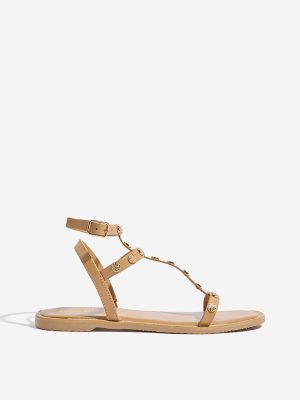 LUNA BLU Beige Embellished Gladiator Sandals