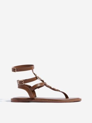 LUNA BLU Tan Embellished Gladiator Sandals