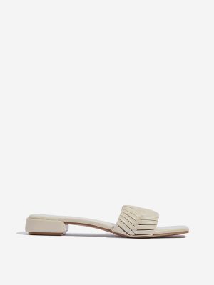 LUNA BLU Ivory Woven-Textured Slides