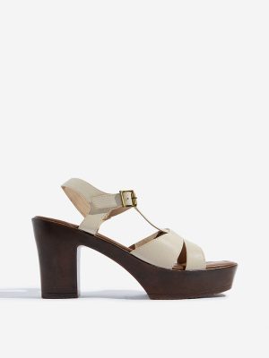 LUNA BLU Ivory Multi-Strap Platform Heel Sandals