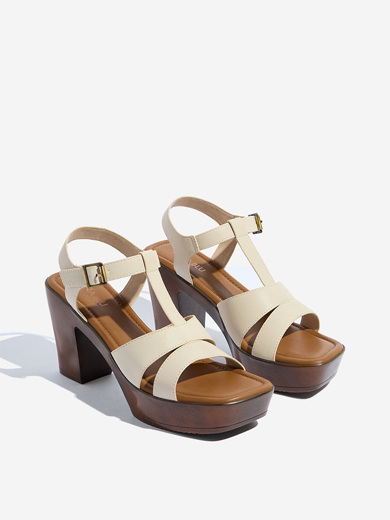 LUNA BLU Ivory Multi-Strap Platform Heel Sandals - Image 2