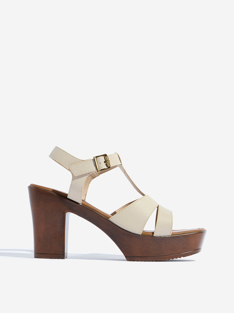 LUNA BLU Ivory Multi-Strap Platform Heel Sandals