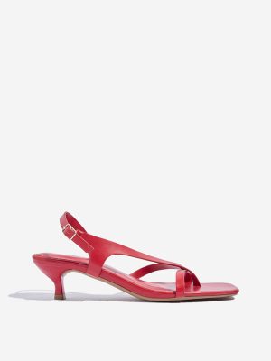 LUNA BLU Red Kitten Slingback Sandals
