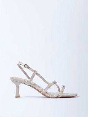 LUNA BLU Ivory Multi-Strap Kitten Sandals