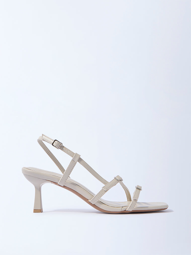 LUNA BLU Ivory Multi-Strap Kitten Sandals