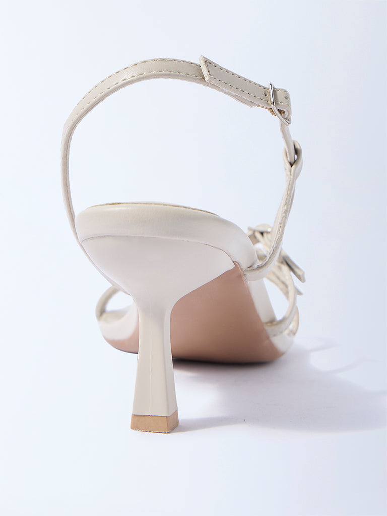LUNA BLU Ivory Multi-Strap Kitten Sandals - Image 3