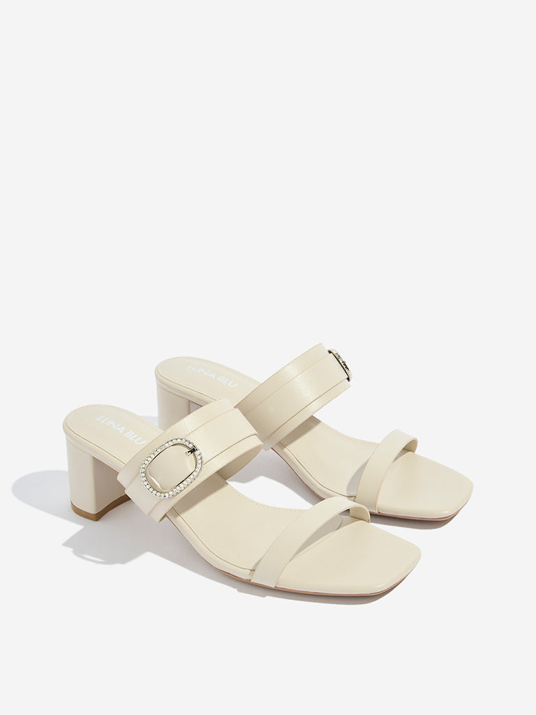LUNA BLU Ivory Block Heel Sandals - Image 2
