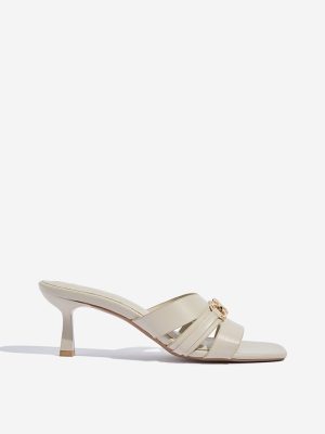 LUNA BLU Ivory Chain-Detailed Heel Sandals